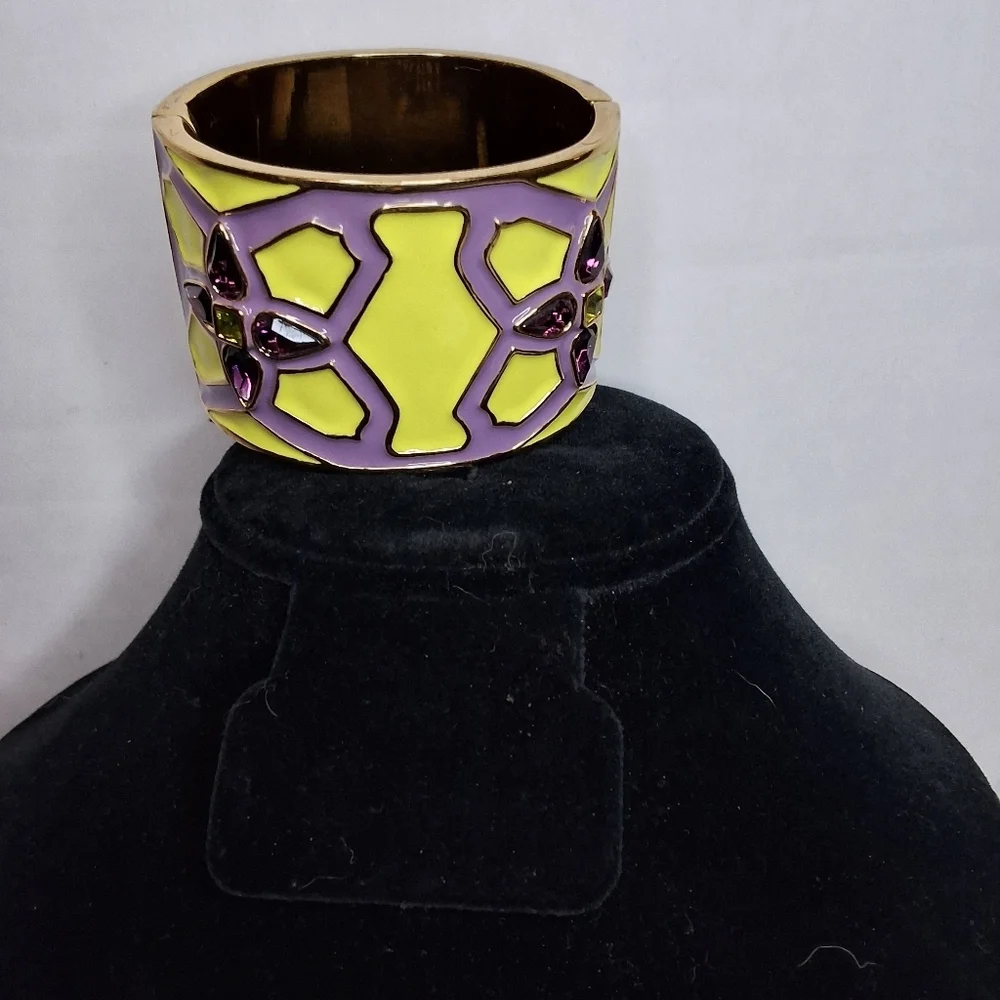 Kate Spade Yellow and Purple Enamel Wide Cuff Bracelet NwOT - Picture 5 of 7